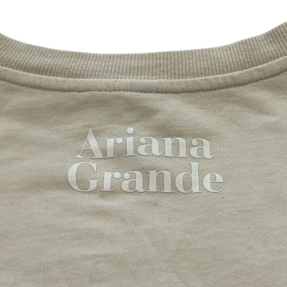 H&M Ariana Grande 7 Rings Graphic Pullover Sweatshirt Beige Tan Small Crewneck - Picture 4 of 10